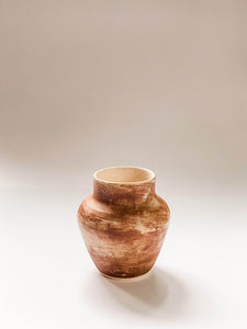 Wheel thrown vase in matte brown shino glaze 