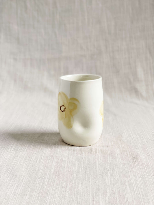 White Porcelain Smoothie Cup with Flowers