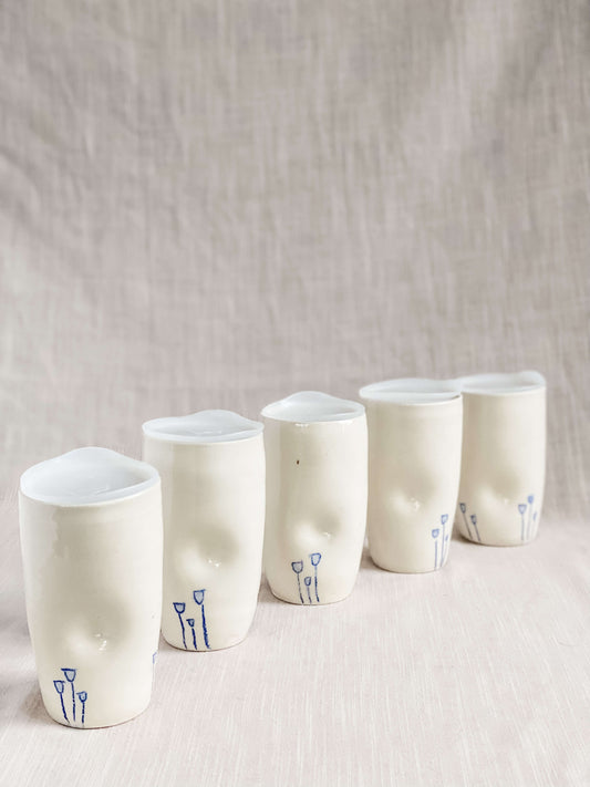 White Porcelain Tulip Travel Mugs