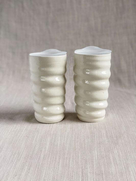 White Porcelain Spiral Travel Mugs