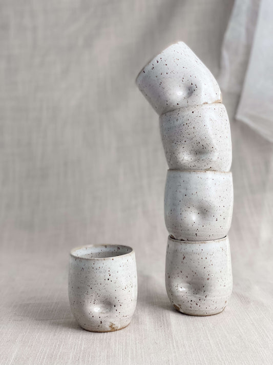 White Satin Pinched on the Cheeks Stoneware Tumblers - 8 oz