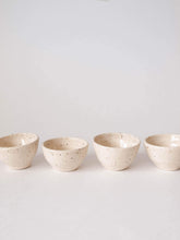 Load image into Gallery viewer, Small wheel thrown ramekins (4) in cream with brown speckled clay 